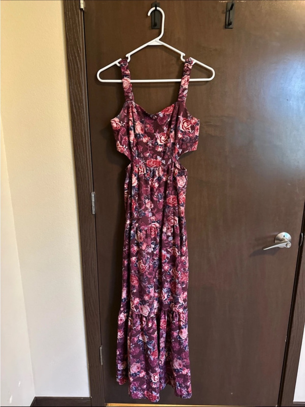 Rewind Floral Burgundy and Pink Maxi Dress with Spaghetti Straps